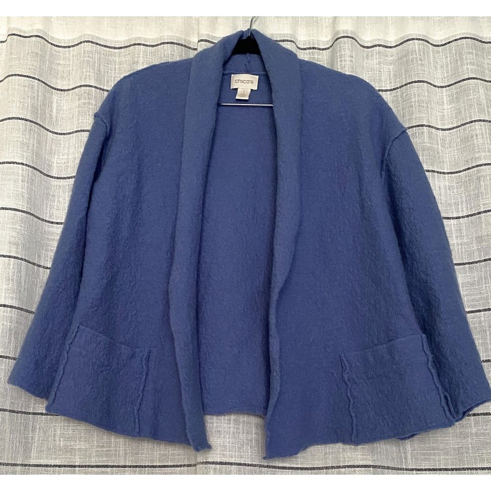Chico's Wool Open Cardigan - Muted Blue